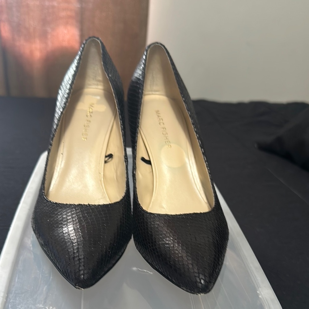 Marc Fisher Black Textured Heels
